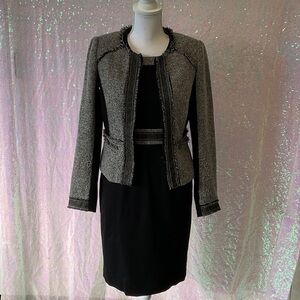 White House Black Market Black and Gray Tweed Blazer